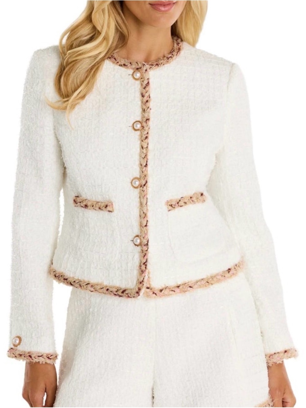 The Noli Shop Joane Tweed Jacket Pearl NWT